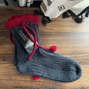 Black and red slipper socks